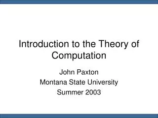 Introduction to the Theory of Computation