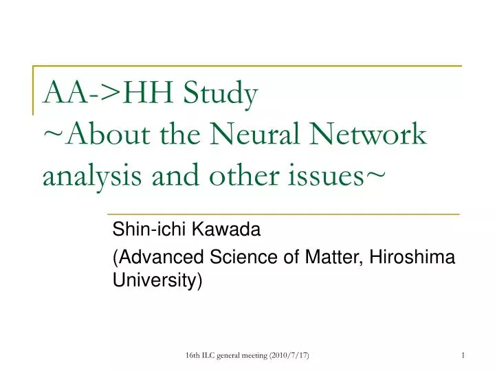aa hh study about the neural network analysis and other issues