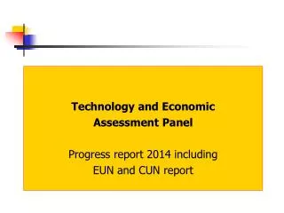 Technology and Economic Assessment Panel Progress report 2014 including EUN and CUN report