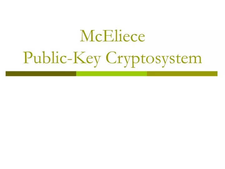 mceliece public key cryptosystem