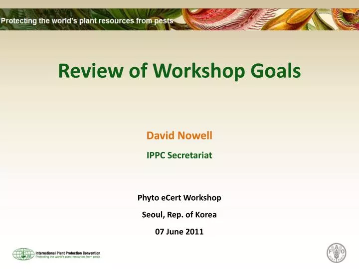 review of workshop goals