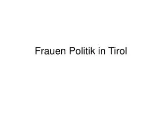 frauen politik in tirol