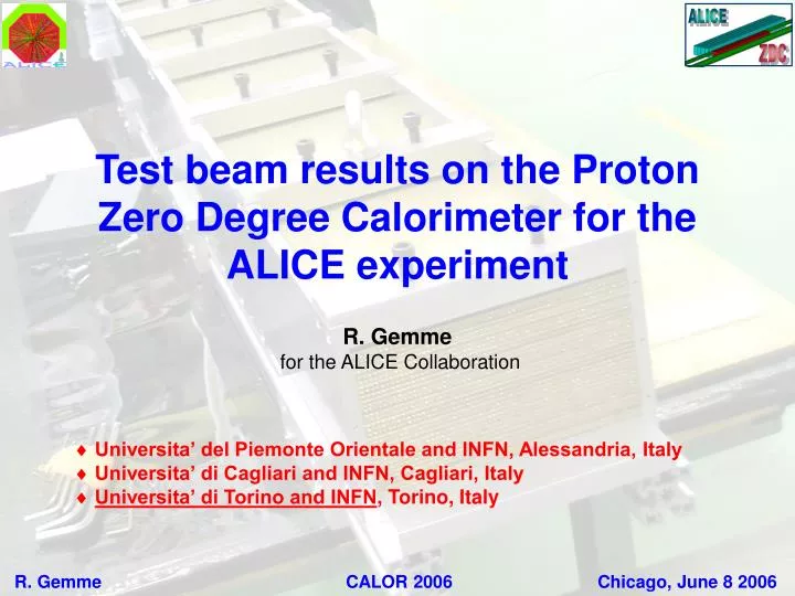 test beam results on the proton zero degree calorimeter for the alice experiment