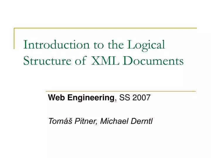 introduction to the logical structure of xml documents