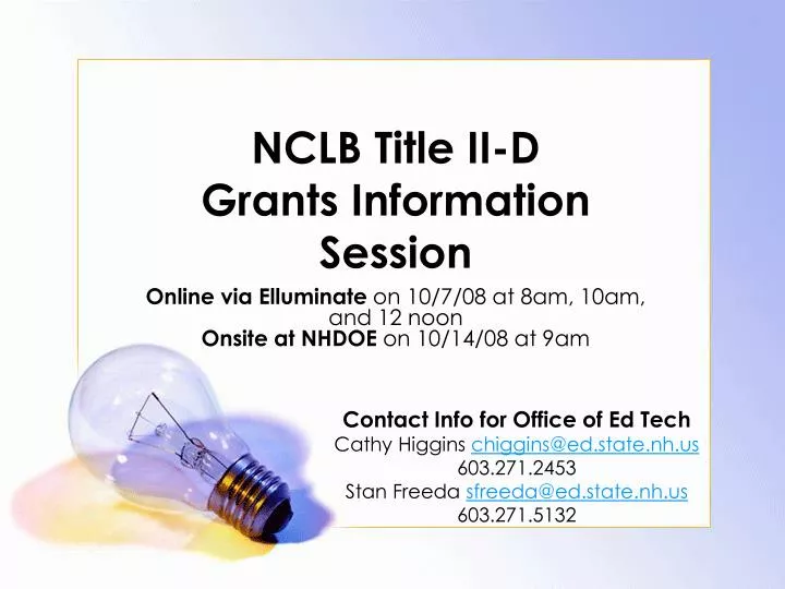 nclb title ii d grants information session