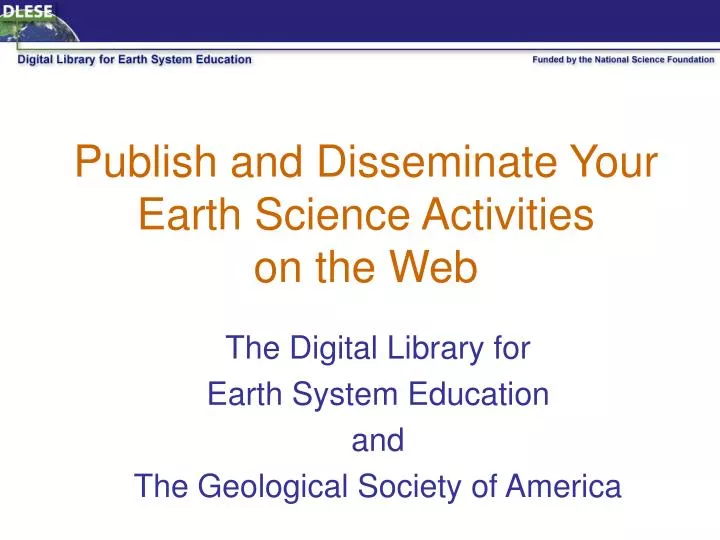 publish and disseminate your earth science activities on the web