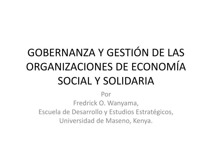 gobernanza y gesti n de las organizaciones de econom a social y solidaria