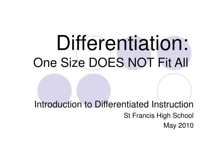 differentiation one size does not fit all