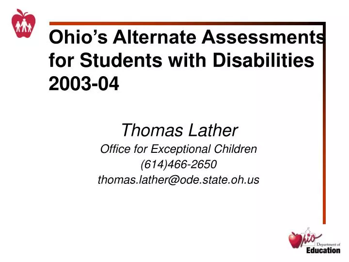 ohio s alternate assessments for students with disabilities 2003 04