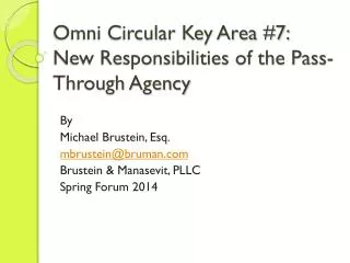 Omni Circular Key Area #7: New Responsibilities of the Pass-Through Agency