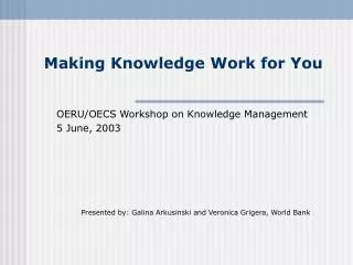 Making Knowledge Work for You