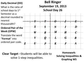 Bell Ringer September 19, 2013 School Day 26