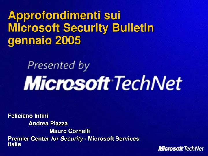 approfondimenti sui microsoft security bulletin gennaio 2005