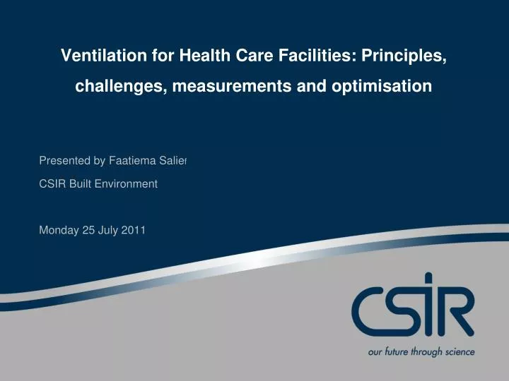 ventilation for health care facilities principles challenges measurements and optimisation