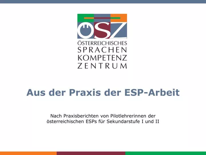 aus der praxis der esp arbeit