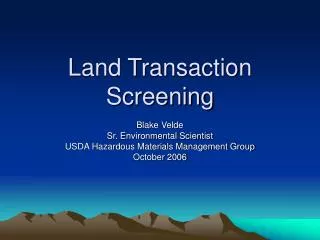 Land Transaction Screening