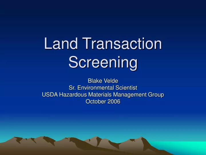 land transaction screening