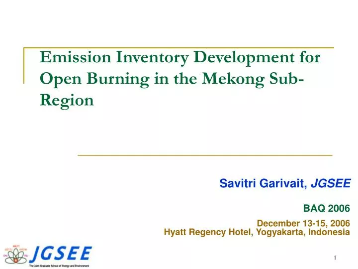 emission inventory development for open burning in the mekong sub region