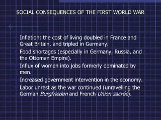 social consequences of the first world war