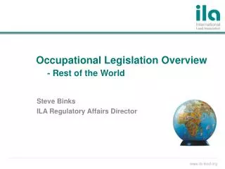 Occupational Legislation Overview - Rest of the World
