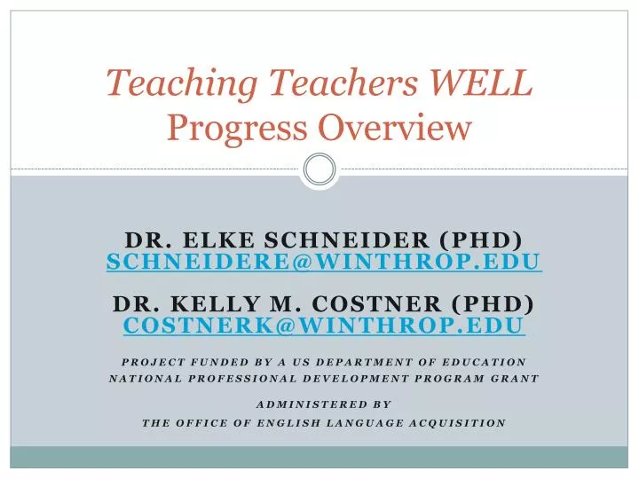 teaching teachers well progress overview