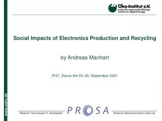 Social Impacts of Electronics Production and Recycling by Andreas Manhart