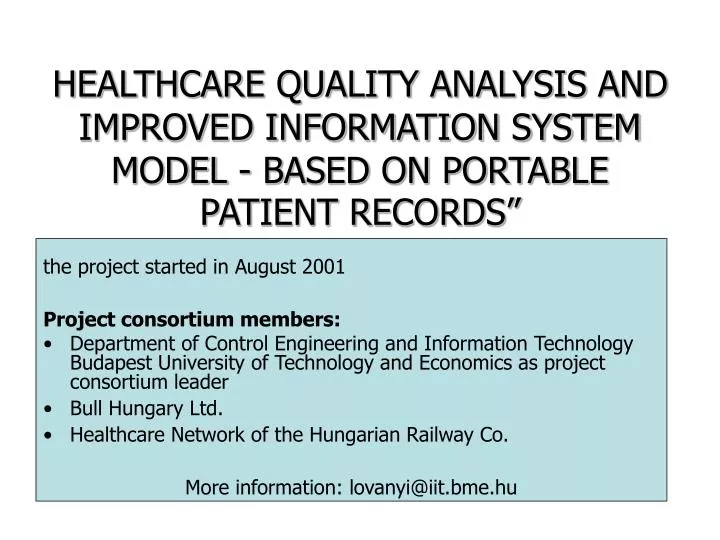 healthcare quality analysis and improved information system model based on portable patient records