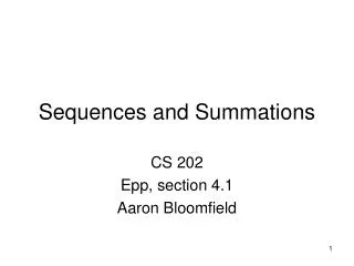 Sequences and Summations