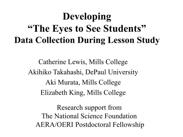 developing the eyes to see students data collection during lesson study