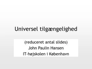 universel tilg ngelighed