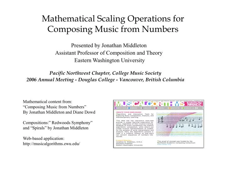 mathematical scaling operations for composing music from numbers