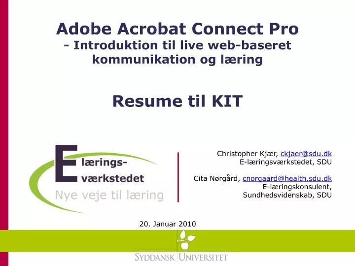 adobe acrobat connect pro introduktion til live web baseret kommunikation og l ring