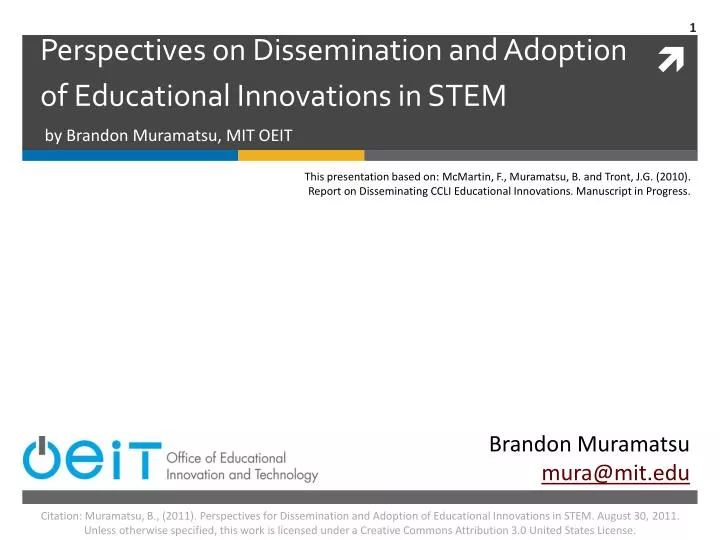 perspectives on dissemination and adoption of educational innovations in stem