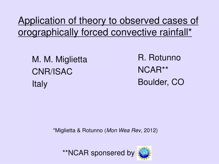 application of theory to observed cases of orographically forced convective rainfall