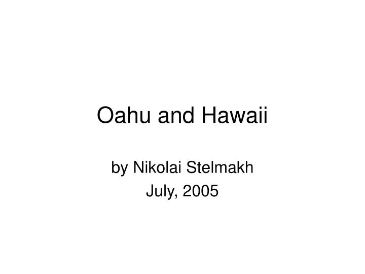 oahu and hawaii