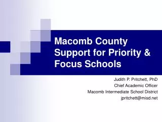Macomb County Support for Priority &amp; Focus Schools