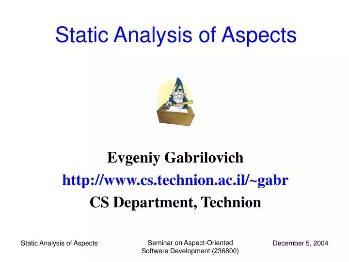 static analysis of aspects