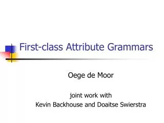 First-class Attribute Grammars