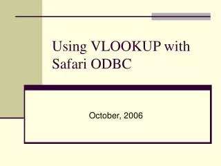Using VLOOKUP with Safari ODBC
