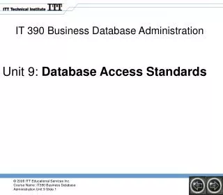 IT 390 Business Database Administration