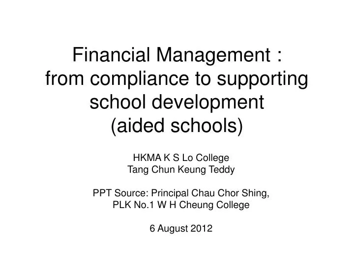 financial management from compliance to supporting school development aided schools