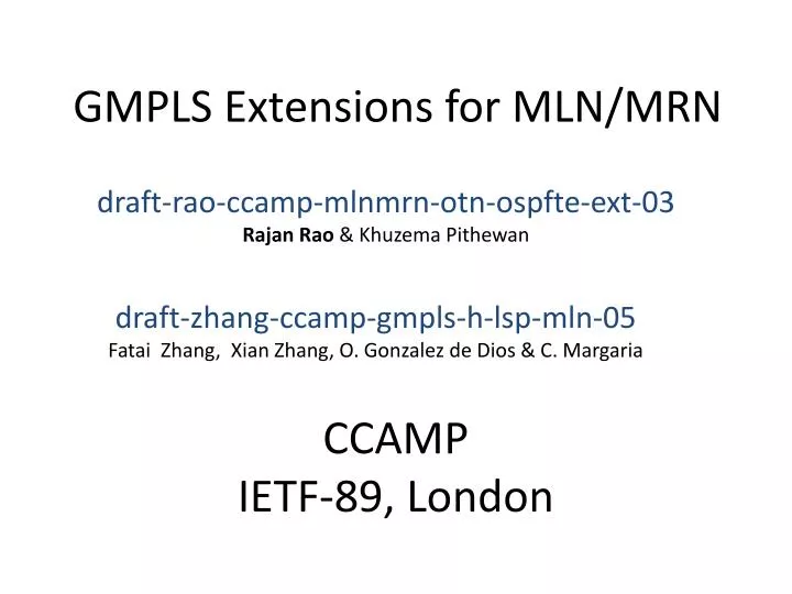 gmpls extensions for mln mrn