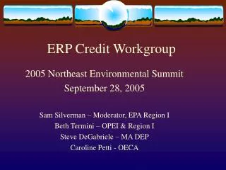 ERP Credit Workgroup