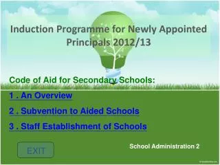 Induction Programme for Newly Appointed Principals 2012/13