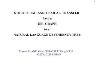 STRUCTURAL AND LEXICAL TRANSFER from a UNL GRAPH to a NATURAL LANGUAGE DEPENDENCY TREE