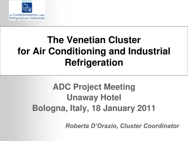 adc project meeting unaway hotel bologna italy 18 january 2011 roberta d orazio cluster coordinator