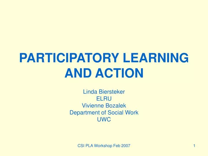 participatory learning and action