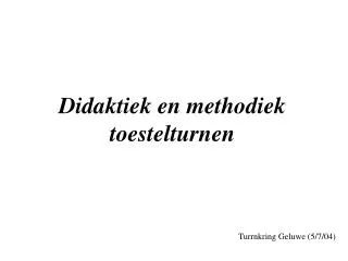 didaktiek en methodiek toestelturnen