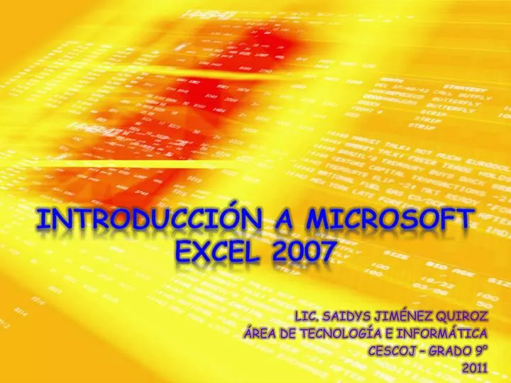 introducci n a microsoft excel 2007