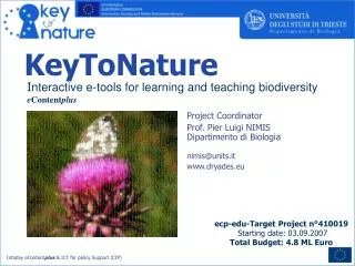 I nteractive e-tools for learning and teaching biodiversity e Content plus